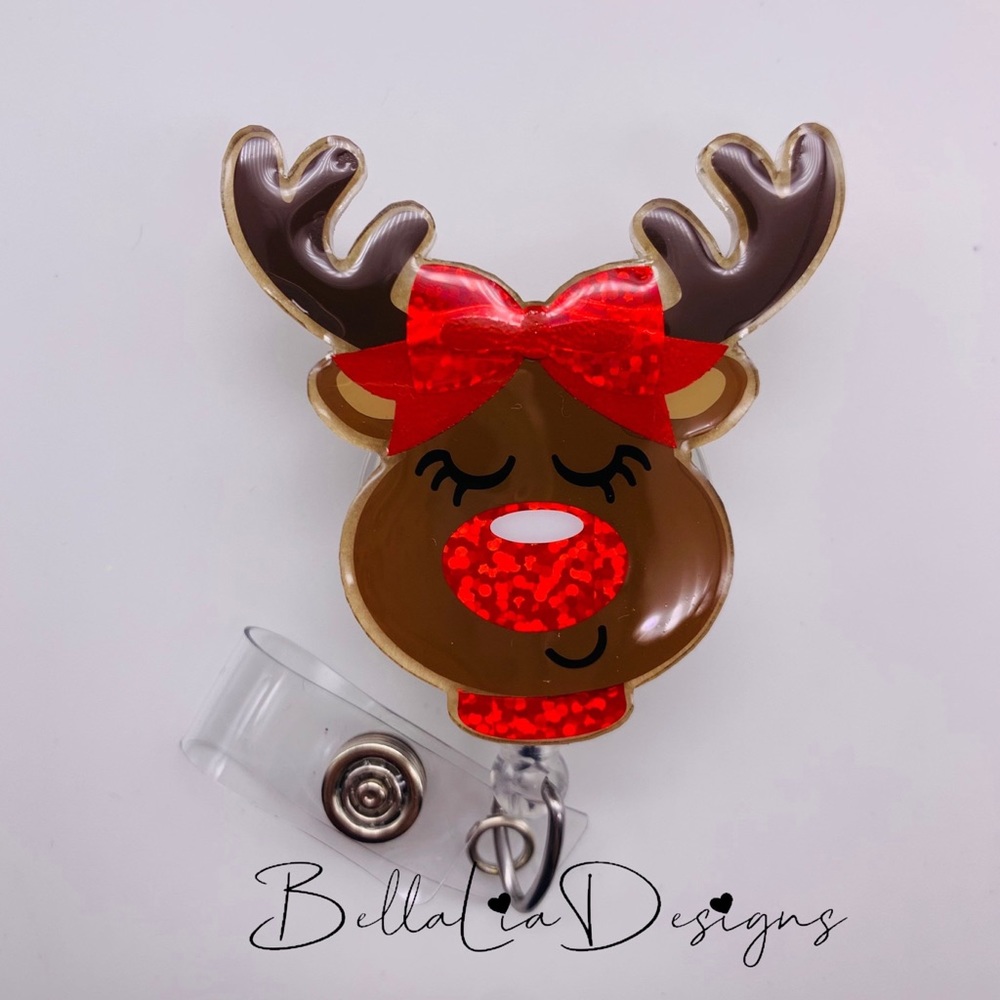 Cute Reindeer Girl Badge Reel